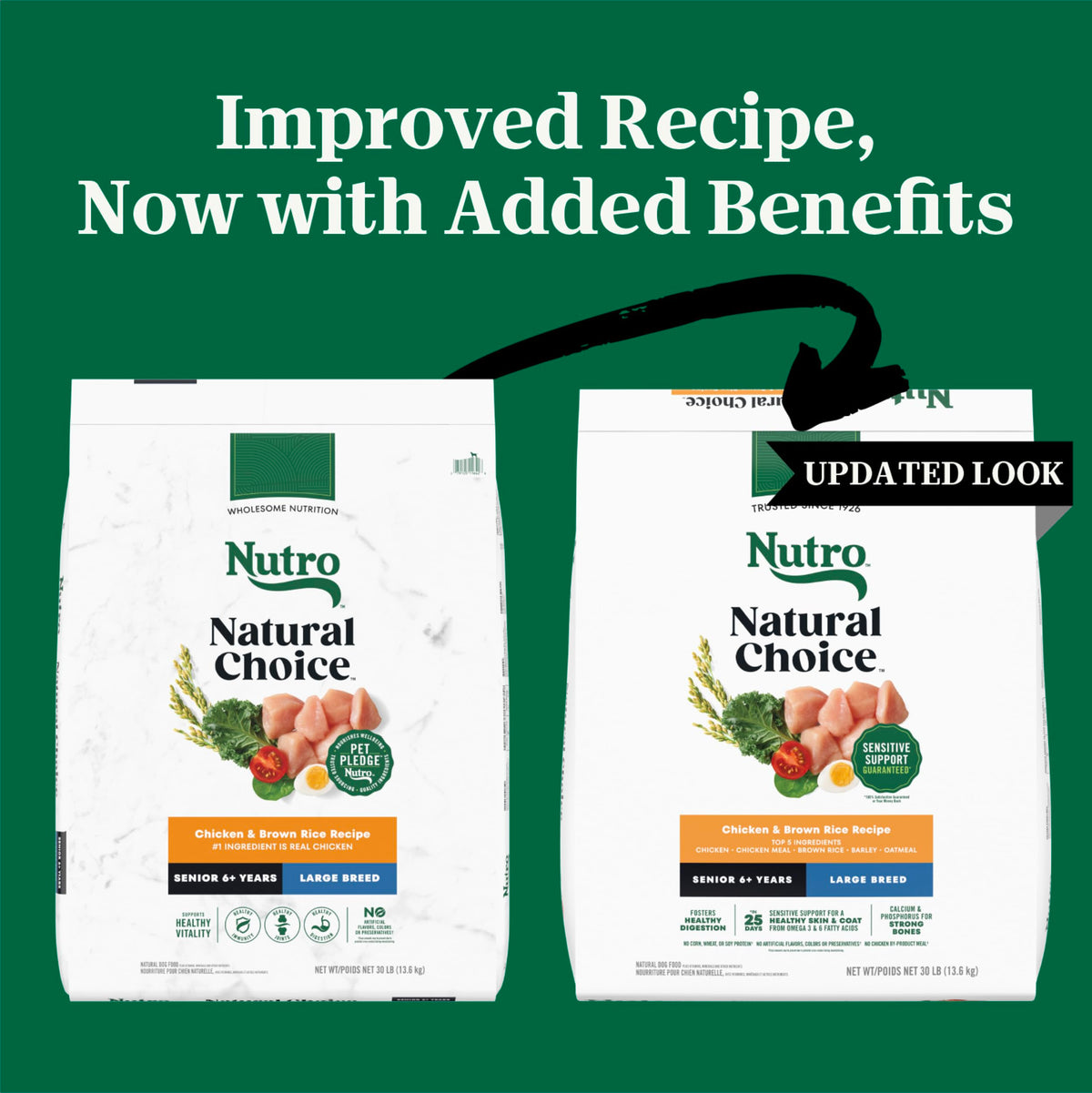 Nutro Natural Choice Senior Large Breed Dry Dog Food, Chicken, 30 lb