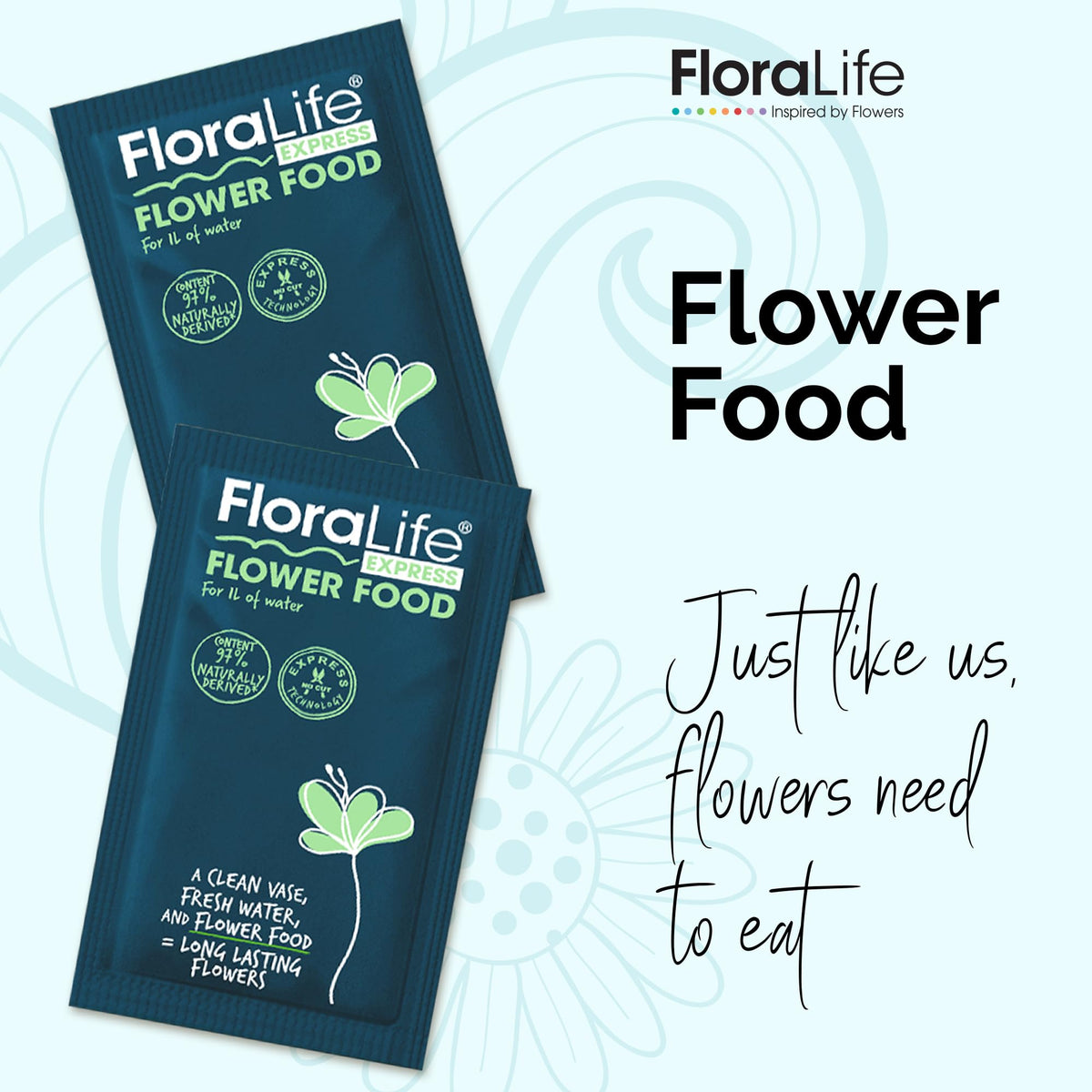 FloraLife Fresh-Cut Flower Food - Multi-Nutrient & Hydration 25 Packets