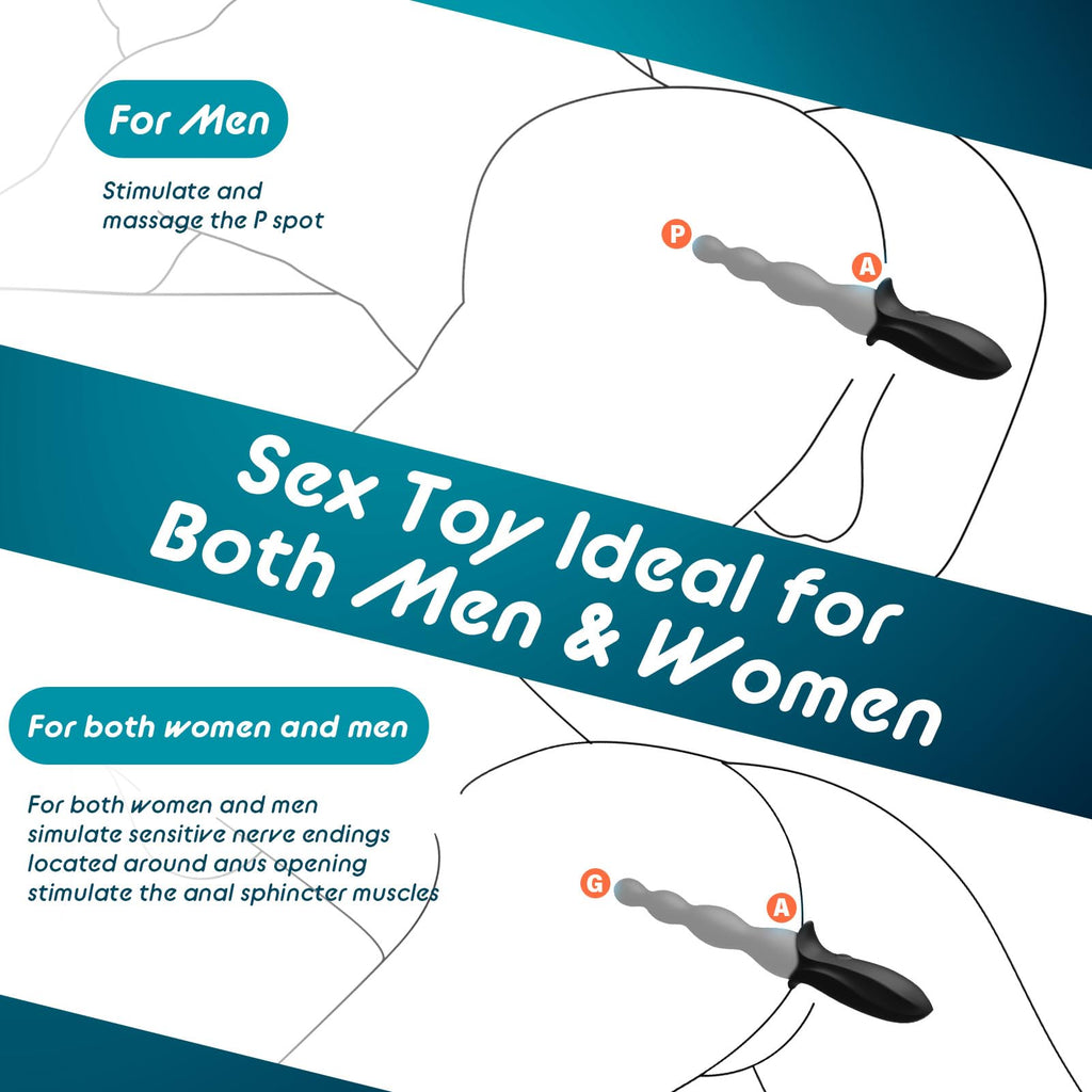 Vibrating Anal Beads Beginner-Friendly Butt Plug, Adult Sex Toy for Men Women Couples, Flexible Silicone Prostate Massger Anal Vibrator with 2 Motors 10 Vibrations, Anal Plug Anal Toy Anal Sex Toys