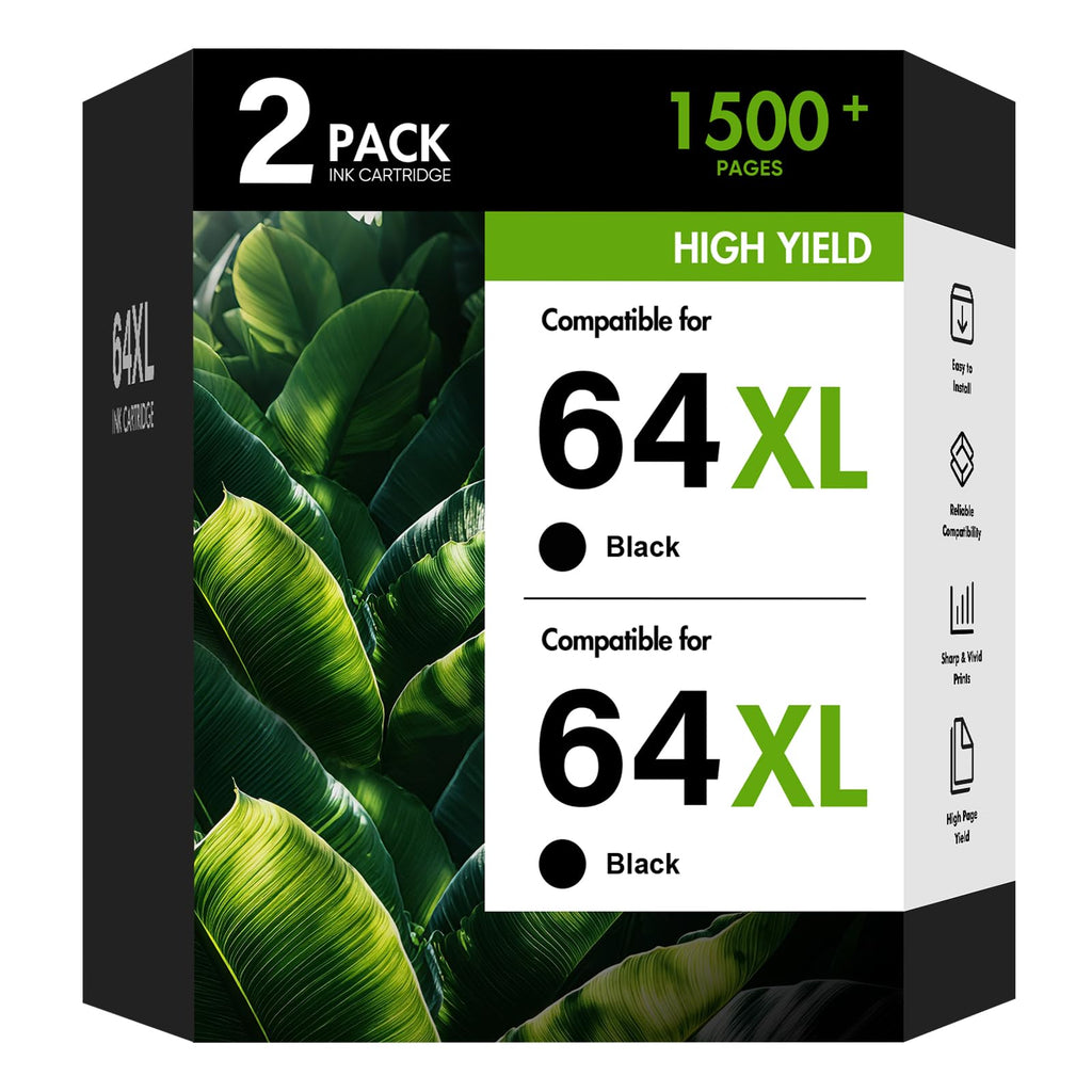 64XL 64 Black Ink Cartridge for HP Envy 7855 7900e 7155 7858 7200e Printers