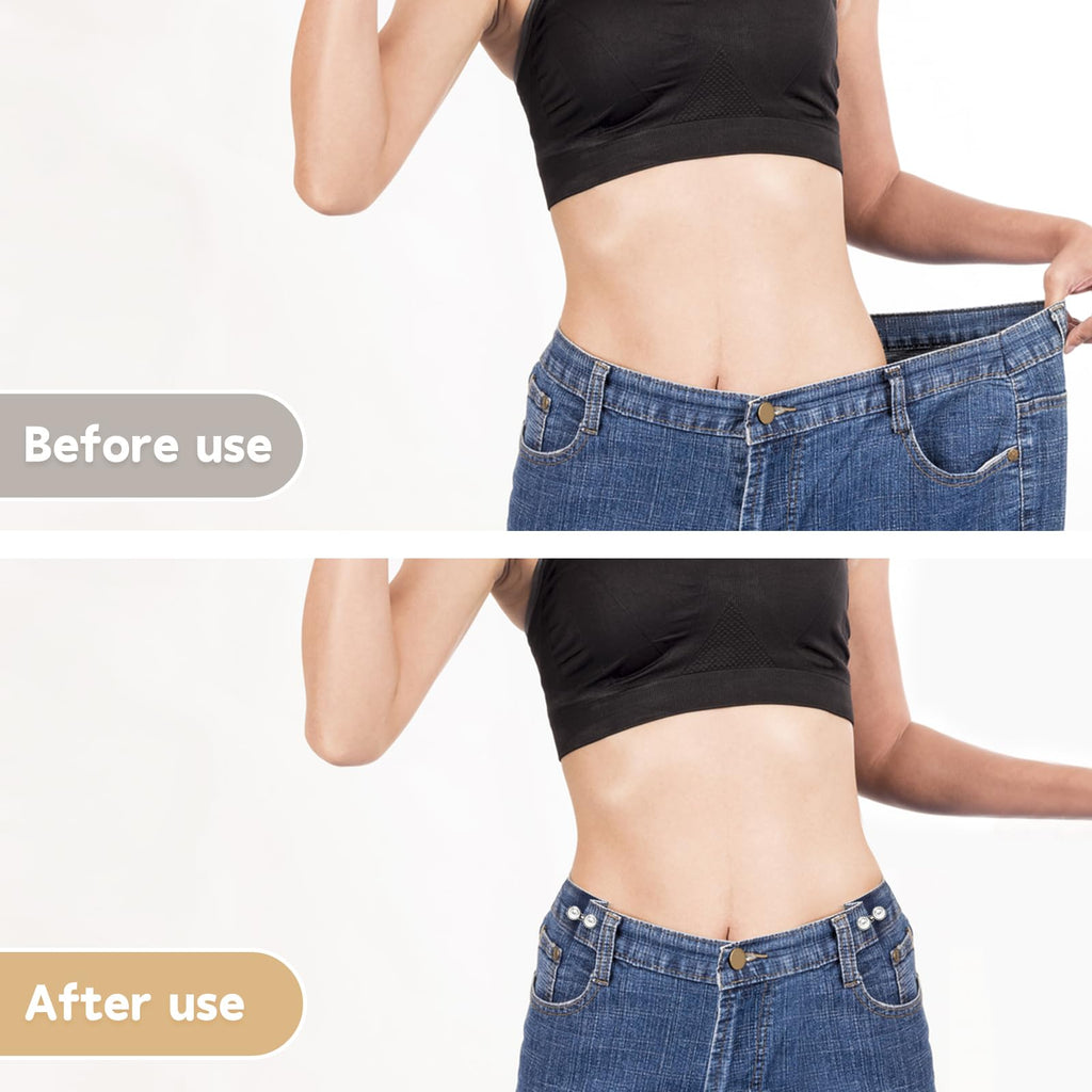 ROPAKED 12 Set Pant Waist Tightener Jean Waist Cincher Clip Reusable Waistband Tightener for Clothing Dresses Skirts Buttons Pins for Loose Jeans No Sewing