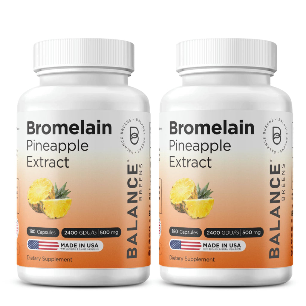 Balancebreens Bromelain 500mg Capsules, 2400 GDU Pineapple Extract, 180 Ct | 2400 GDU Bromelain, 180 Veggie Capsules, Non-GMO, Third-Party Tested, USA