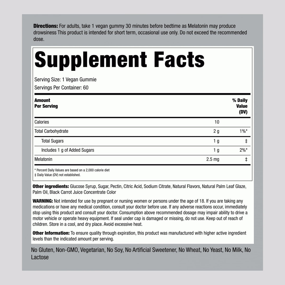 Piping Rock Melatonin Gummies 2.5 mg | 60 Count | Strawberry Flavor Gummy
