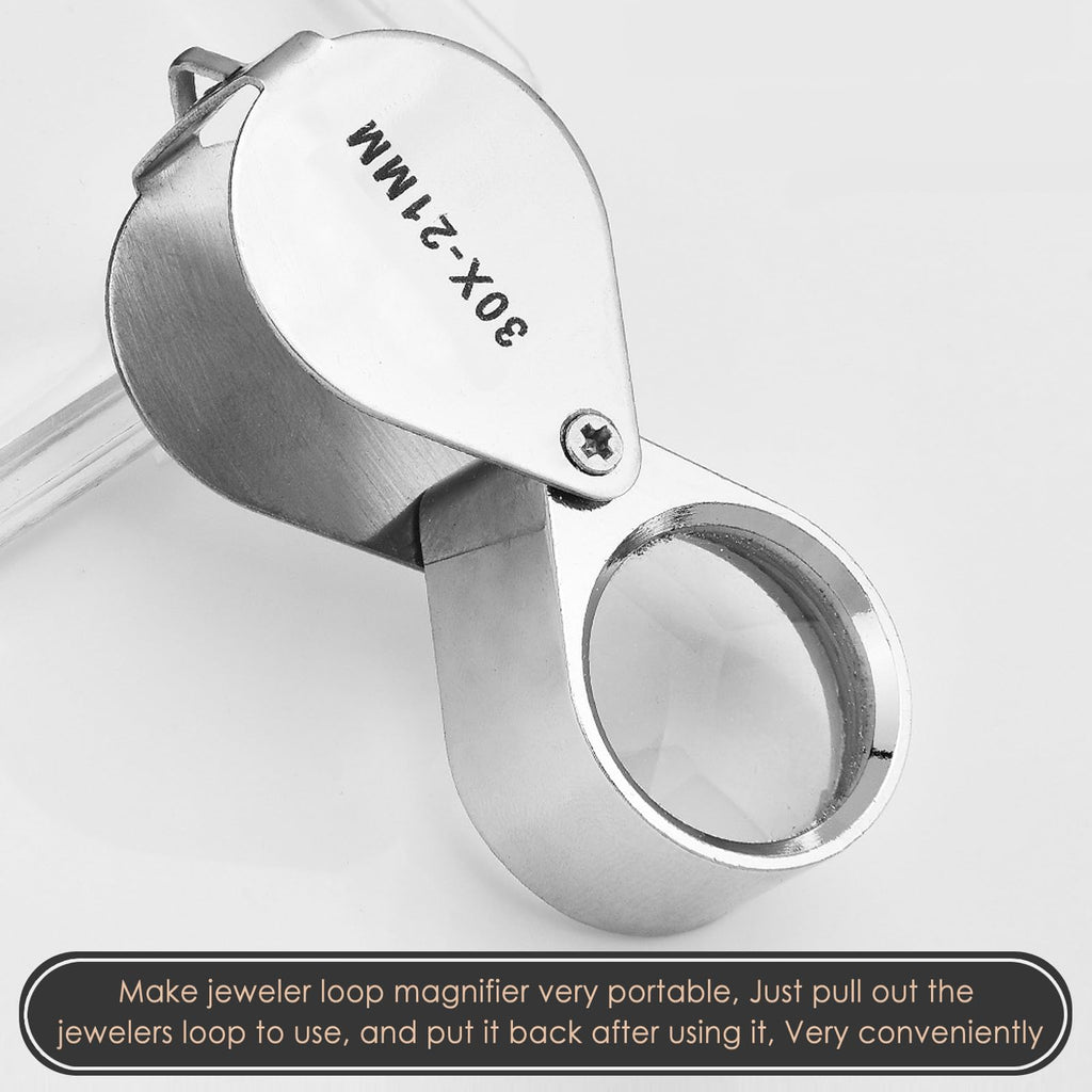 KINGMAS Foldable Jewelry Loupe 30x 21mm Jewelers Magnifying Glass