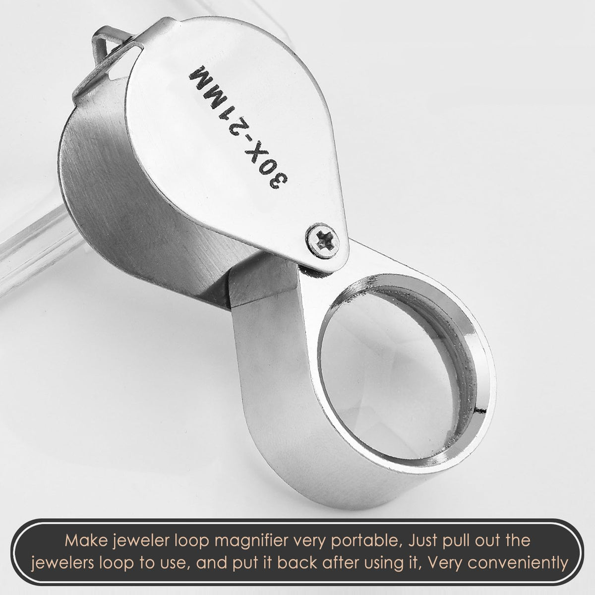 KINGMAS Foldable Jewelry Loupe 30x 21mm Jewelers Magnifying Glass
