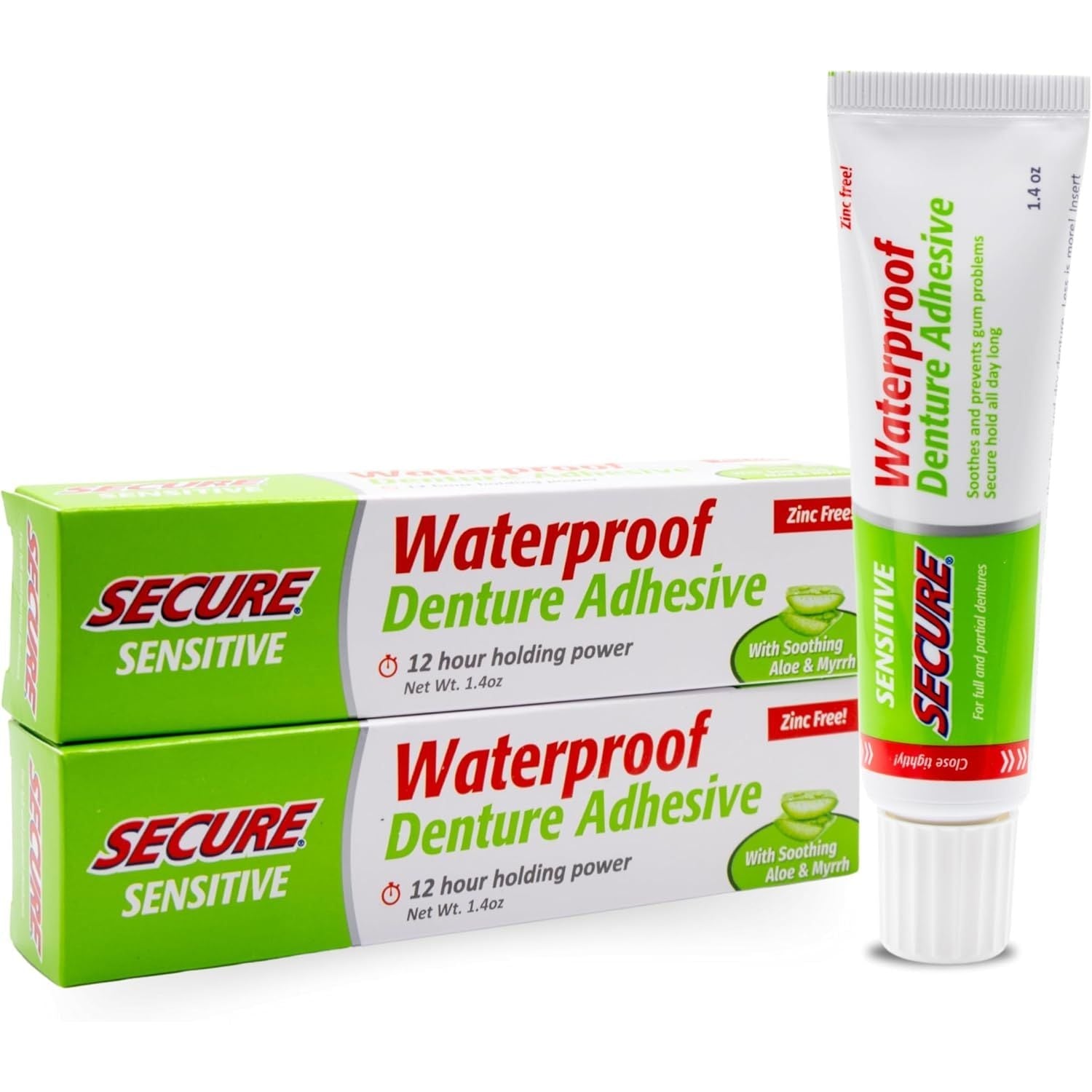 Buy now Secure Waterproof Denture Adhesive - Zinc Free - Extra Strong Hold For Upper, Lower or Partials - 1.4 oz Sensitive 2 at indiglob india