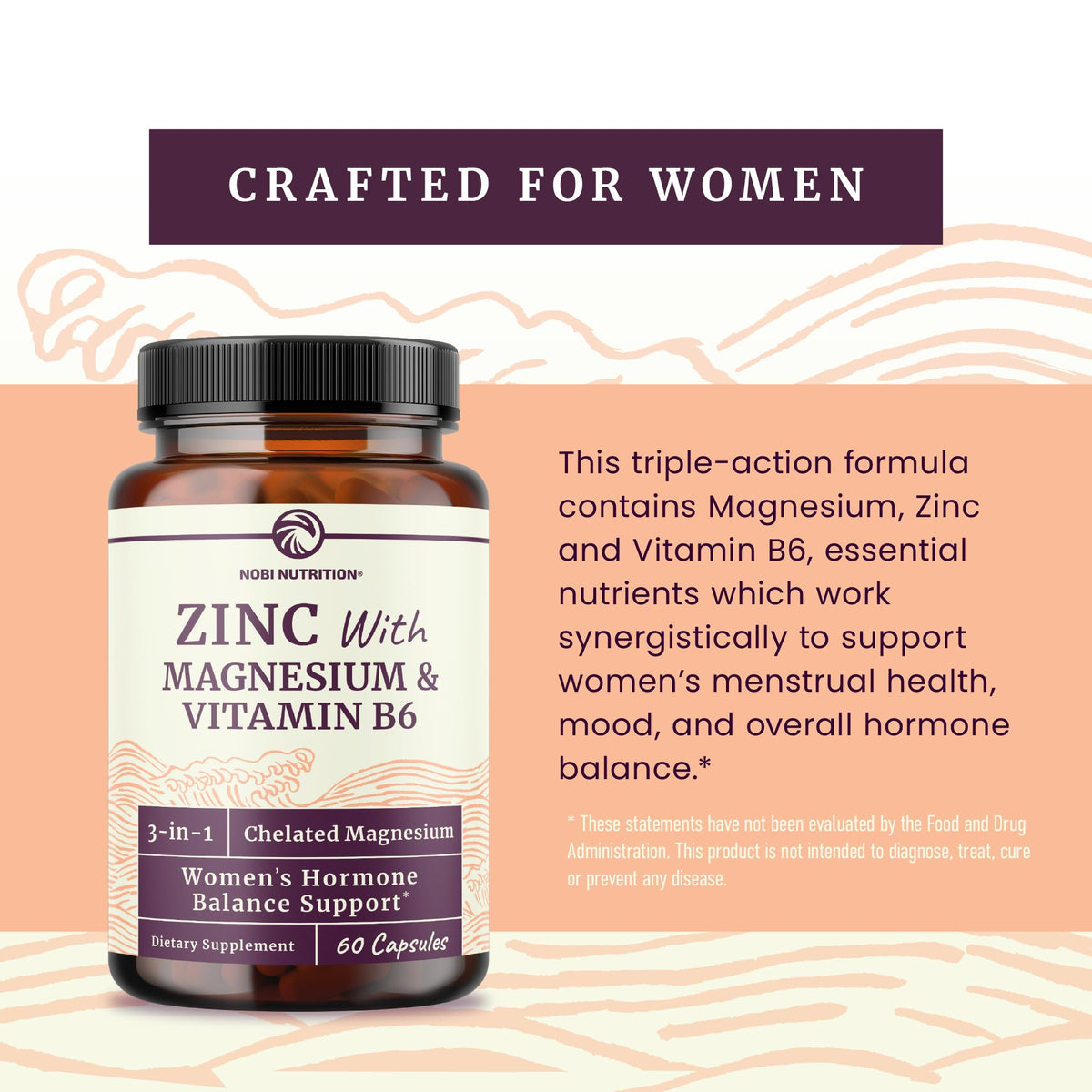 Zinc and Magnesium Supplement with Vitamin B6, Women’s Hormone Balance