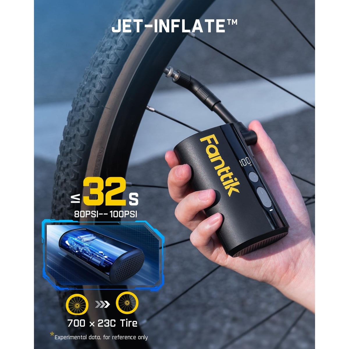 Fanttik X9 Ace Mini Electric Bike Pump, 150PSI, 32s Inflate, Auto Stop