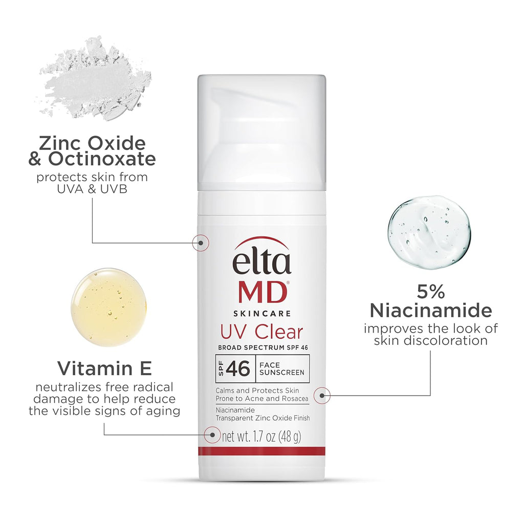Buy now EltaMD UV Clear Face Sunscreen SPF 46, Oil-Free Sunscreen with Zinc Oxide, Dermatologist Recommended at indiglob india