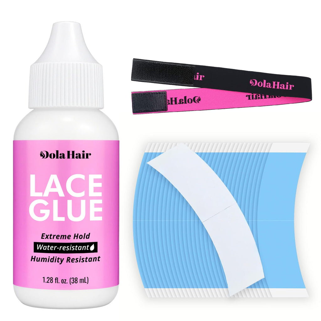 Extreme Hold Lace Glue for Wigs, Waterproof, Invisible Bonding, 1.285 Ounce 36pcs Lace Wig Tape Double Sided Waterproof Lace Front Tape(Glue-3pcs kit)