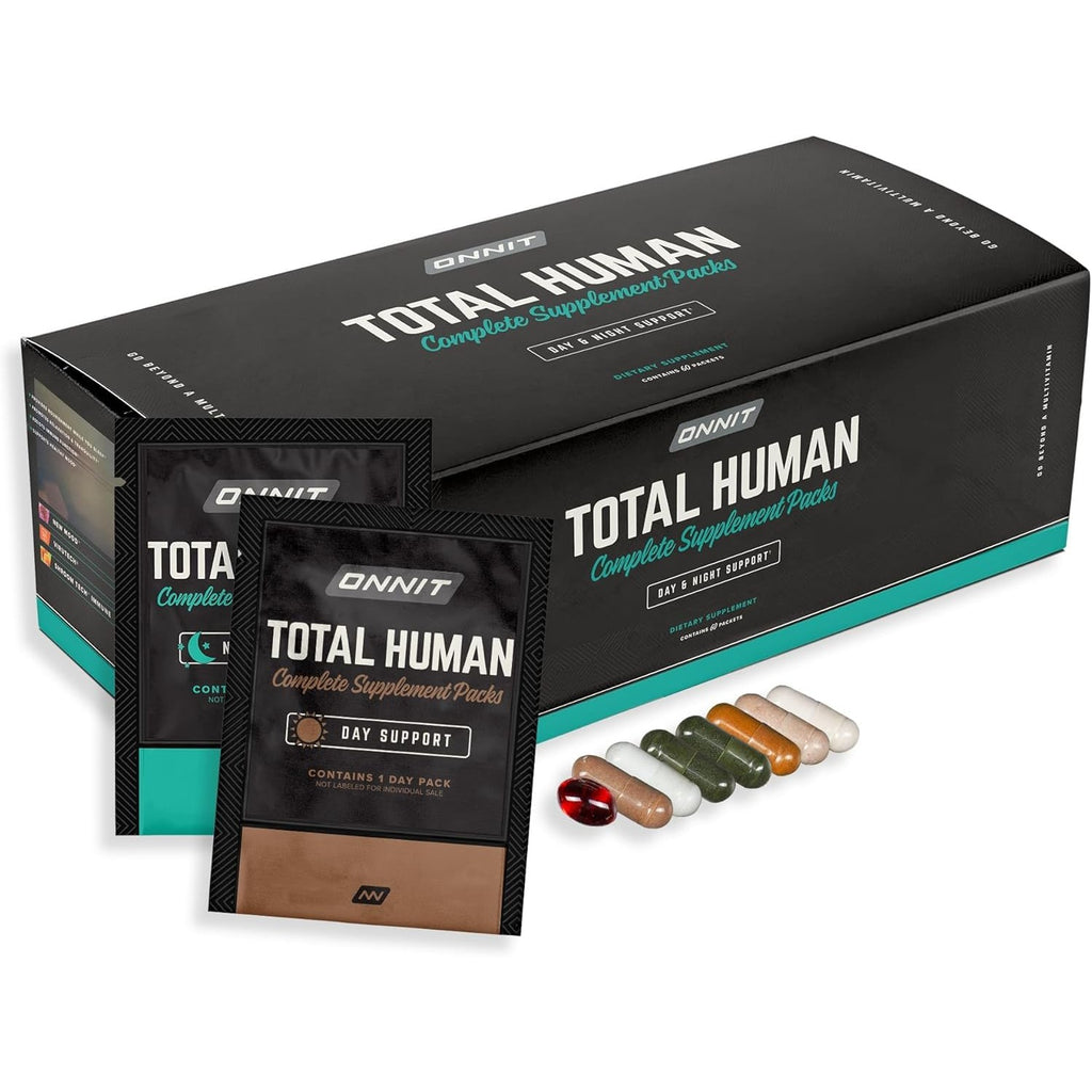 ONNIT Total Human Daily Multivitamin Packs for Men & Women, 30-Day Supply | Comprehensive day & night capsule packs; vitamins, minerals & herbs for daily wellness; 60 packs, 30-day supply, men & women