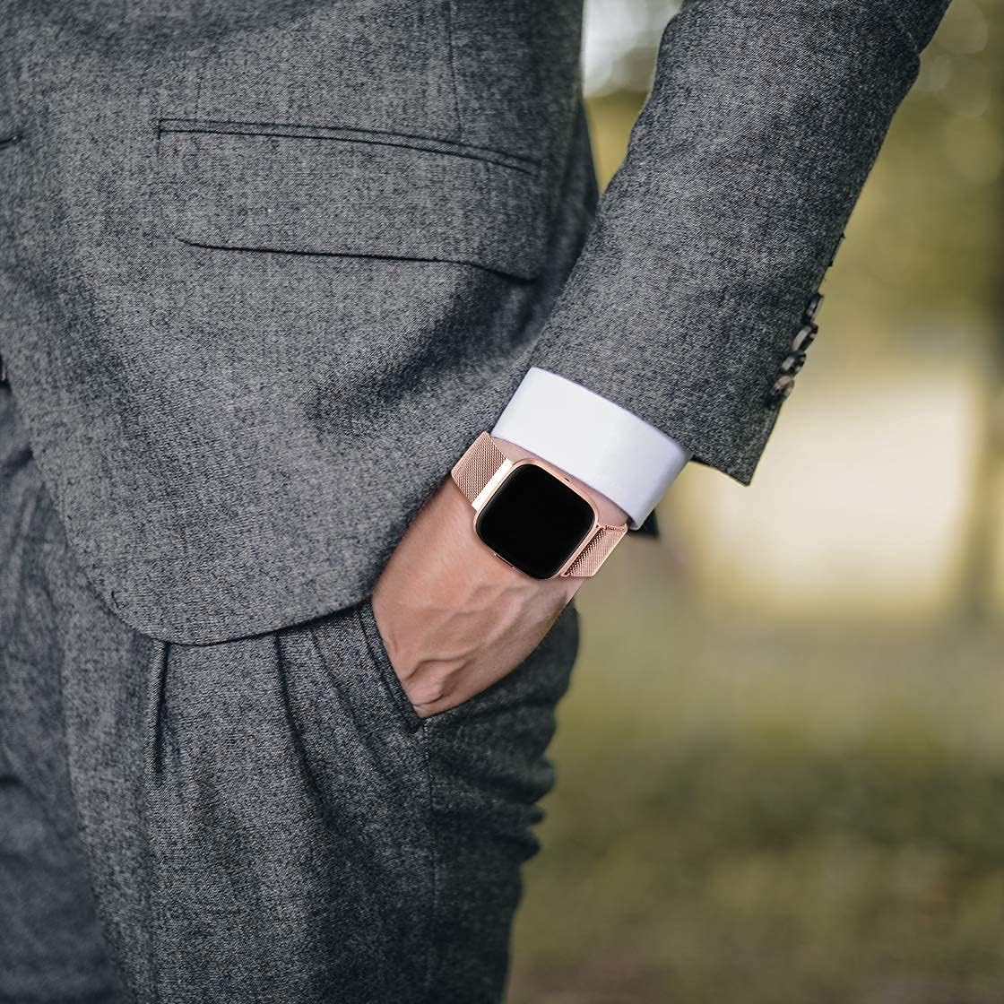 Buy now ZWGKKYGYH Metal Bands Compatible with Fitbit Versa 2/Versa Lite SE/Versa Band for Women Men, Royal Gold, Small at indiglob india