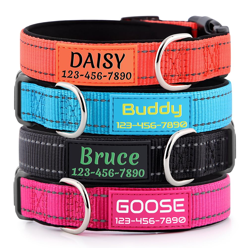 Personalized Dog Collars Custom with Pet Name & Phone for Small Medium Dogs