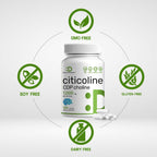 Citicoline CDP Choline, 1,000mg Per Serving, 120 Capsules – Extra Strength Choline Supplements – Nootropic B Vitamin Properties – Promotes Brain Health, Memory, & Focus – Non-GMO