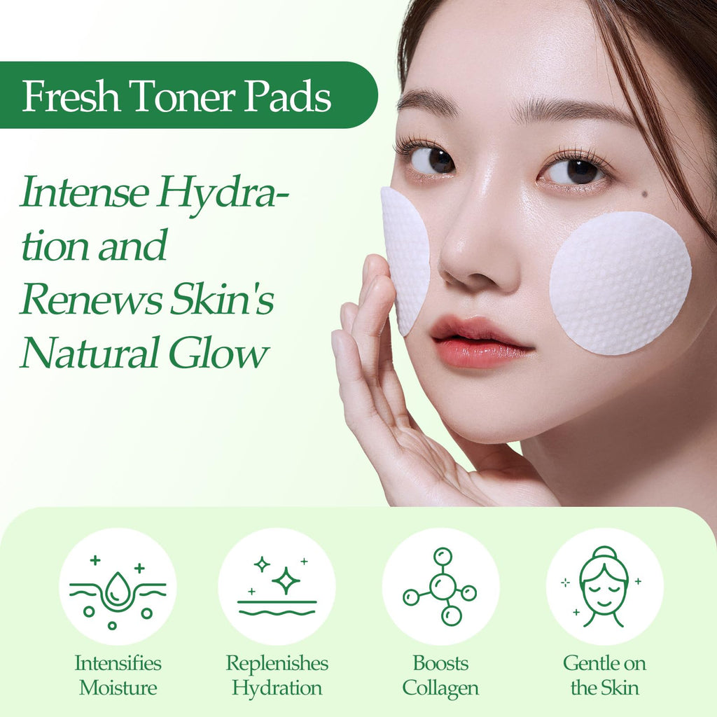 Toner Pads - with Centella Asiatica Extract and Collagen, Improves Uneven Skin Tone & Deep Hydration, Targets Dark Spots and Dull Skin, Ideal for All Skin Types - 70 Pads