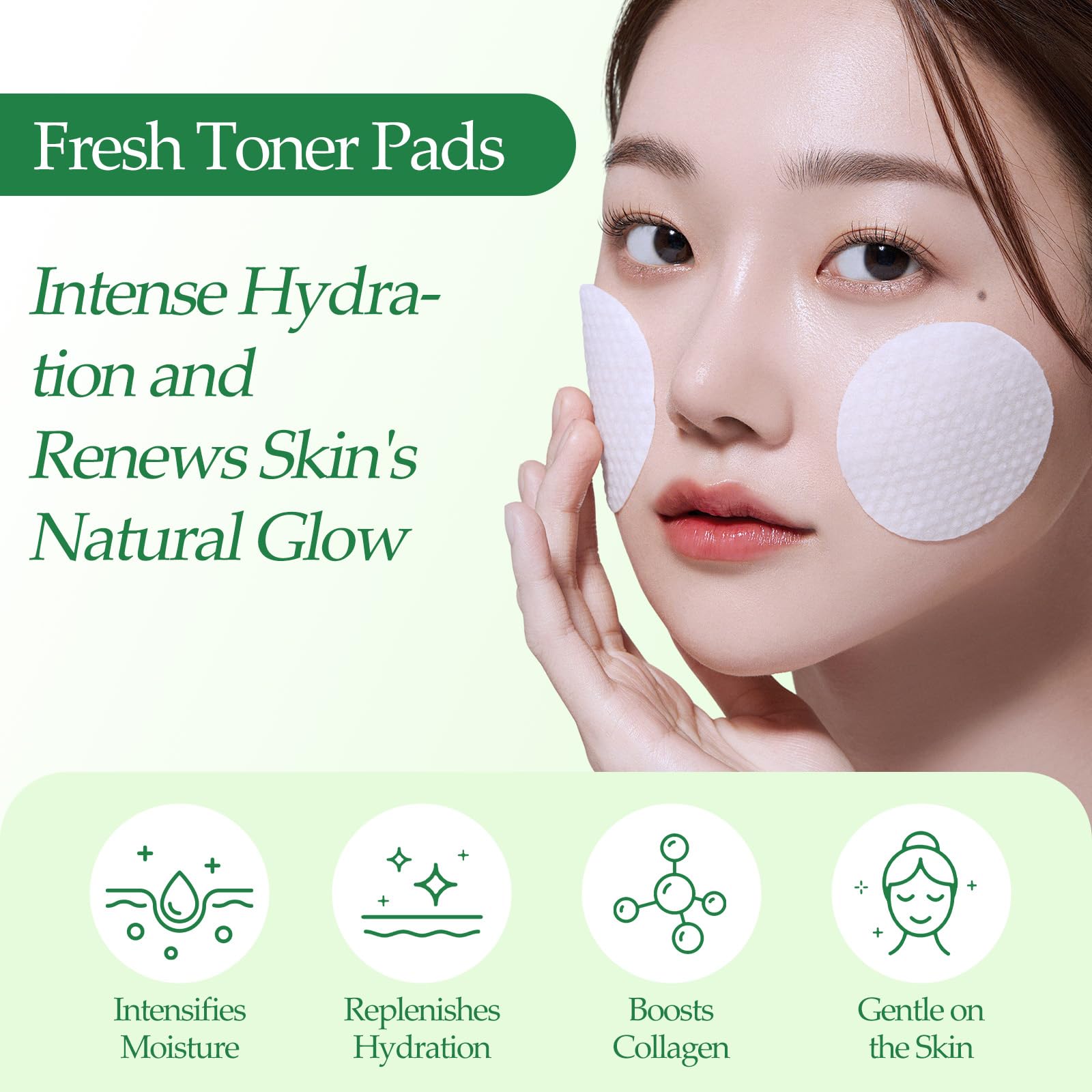 Toner Pads - with Centella Asiatica Extract and Collagen, Improves Uneven Skin Tone & Deep Hydration, Targets Dark Spots and Dull Skin, Ideal for All Skin Types - 70 Pads