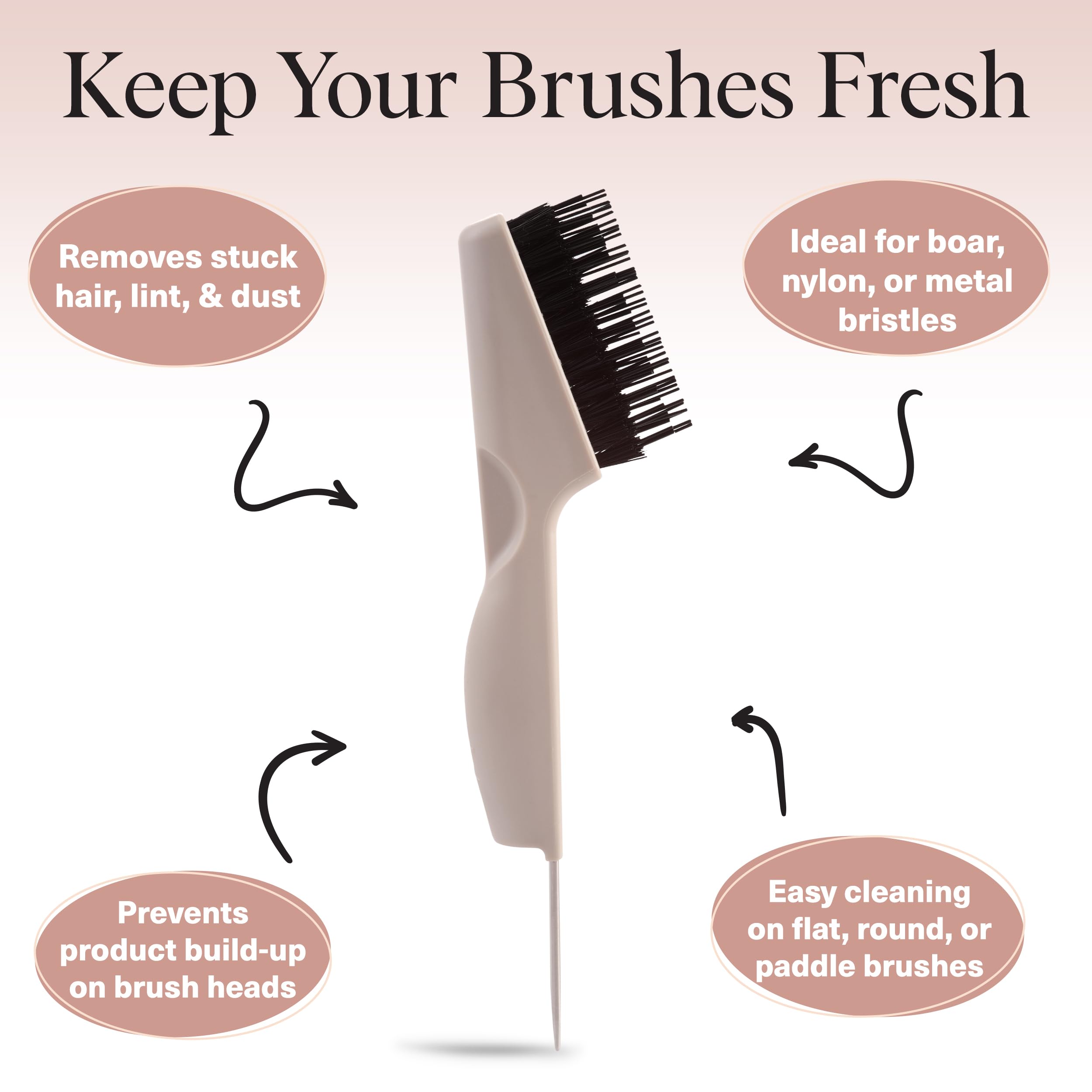 Buy now Kitsch Hair Brush Cleaner Tool | Double-Sided 2-in-1 Brush Cleaner for Hair Brushes & Combs | Eco-Friendly Cleaning Tool with Pick & Bristles, Perfect Gifts for Women | Hair Stylist Essentials at indiglob india