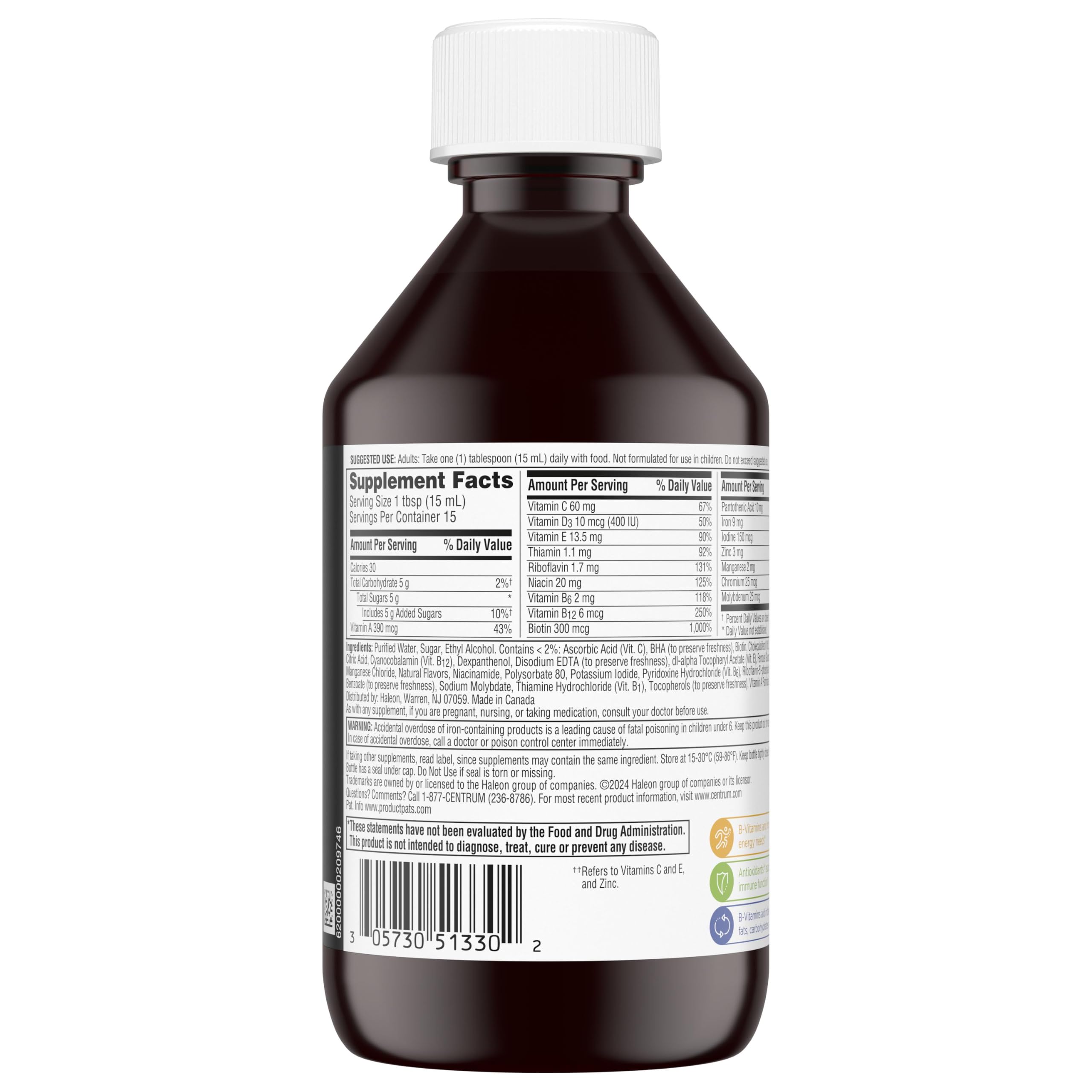 Centrum Liquid Multivitamin for Adults, Citrus Flavor, 8 fl oz | Contains B Vitamins, Vitamin C, Vitamin E and Antioxidants, Supports Healthy Immune Response, GLP-1 Support