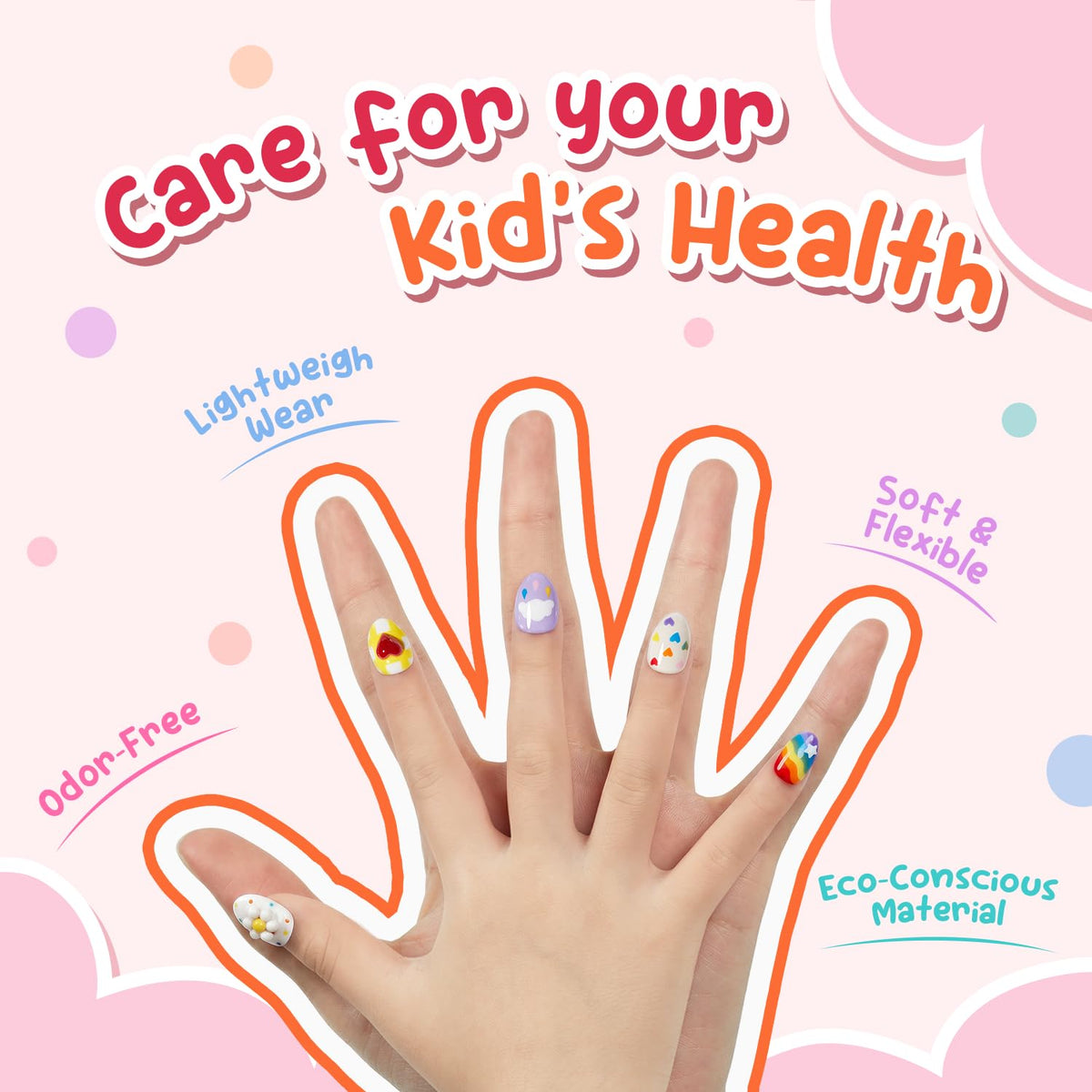 Modelones Short Almond Nail Tips, 360pcs, lightweight, soft, eco-conscious, odor-free – perfect for kids' health and style.