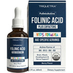 Organic FolinicActive Kids - Folinic Acid + B12, B6 & B2 Cofactors - Gentle Methylation Support for Mood, Energy & Cognition, Age Adjustable Dosing for Kids 1-18, Non GMO, Vegan, Berry Flavor (60mL)