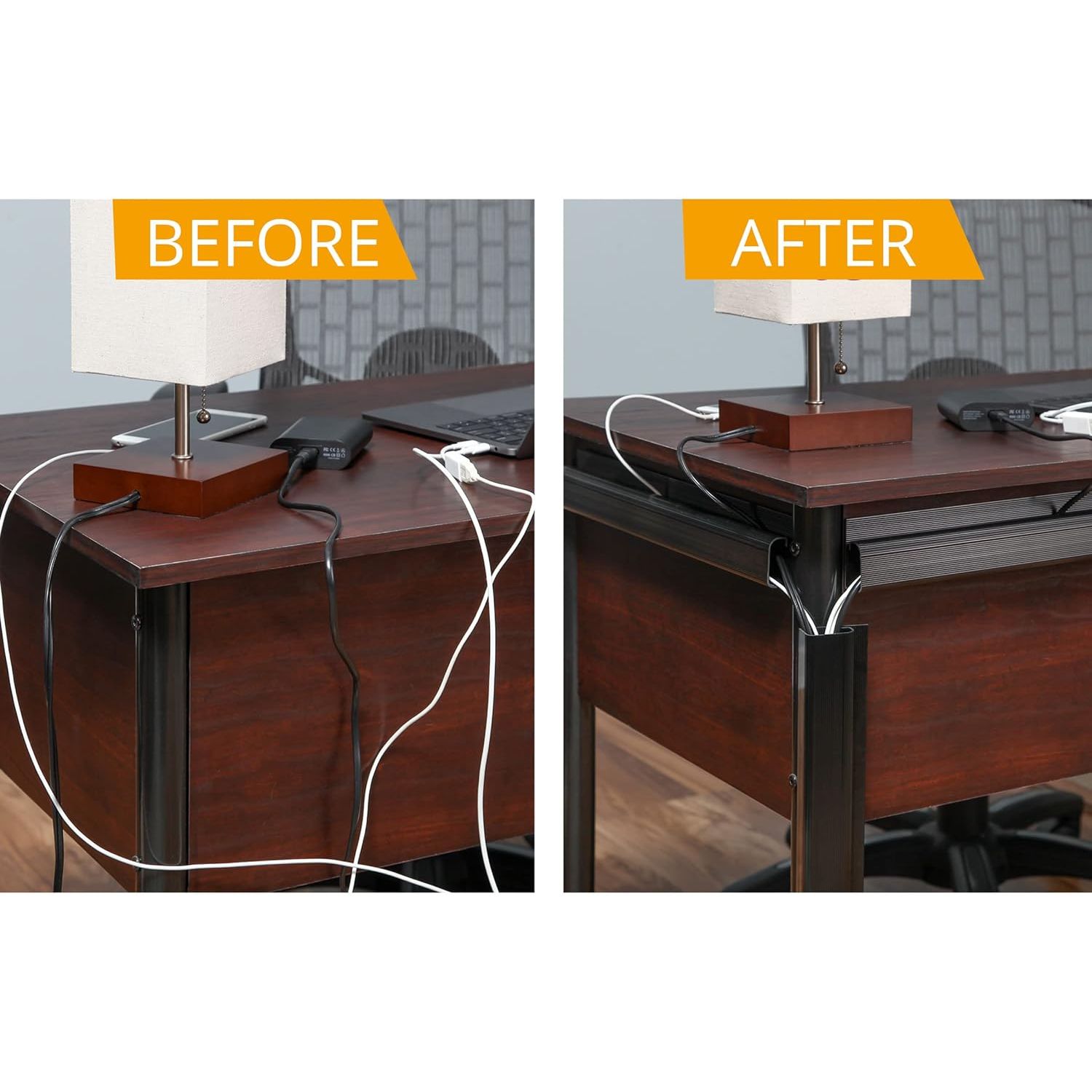 Buy now Cable Management Kit - 5-Pack 16-Inch J Channel Wire Organizers for Cords - Easy to Install Cord Hider Kit for Desk, Office, and Kitchen Use - Cable Management Under Desk by Simple Cord (Black) at indiglob india