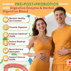 Totaria Sugar Free 5-in-1 Probiotic Prebiotic Postbiotic Gummy, 36 Strains Probiotics for Women Men with Fiber, Digestive Enzymes, Peppermint, Complete Immune, Gut & Digestive Support, Vegan, 60 Ct