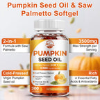 Pumpkin Seed Oil with Saw Palmetto, 3500mg Max Strength per Serving | 300 Softgels, Cold-Pressed with Essential Fatty Acids & Phytosterols, Supports Hair, Bladder Prostate Health & Immune