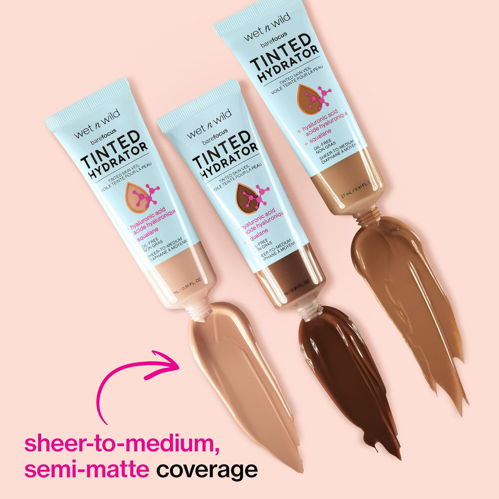 Buy now wet n wild Bare Focus Tinted Hydrator Tinted Skin Veil, Lightweight Buildable Coverage with Hyaluronic Acid & Vegan Squalane, Semi-Matte Finish, Cruelty-Free - Light at indiglob india