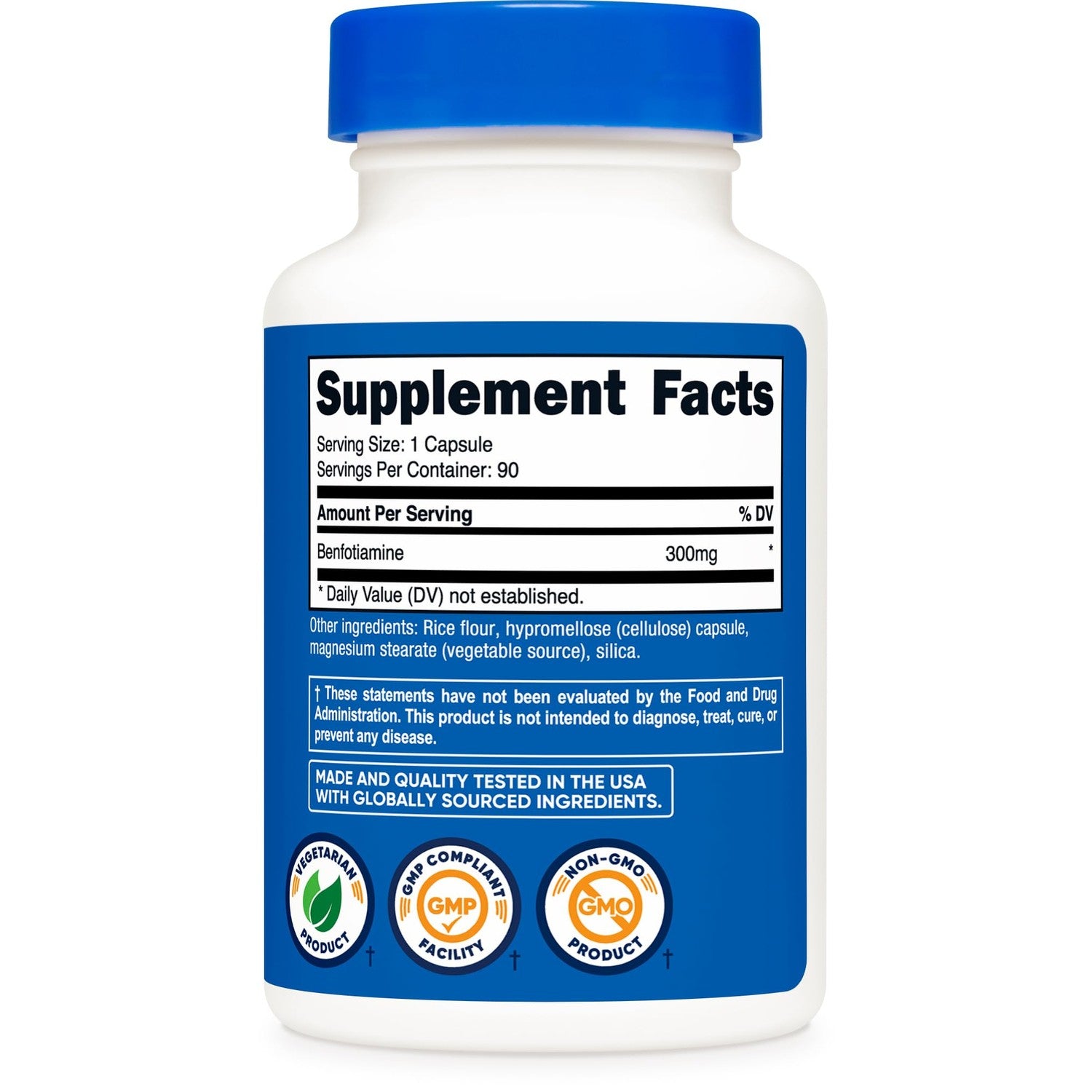 Nutricost Benfotiamine 300mg, 90 Capsules, Fat Soluble Vitamin B1, GMO-Free | Gluten Free, Vegetarian Friendly