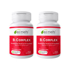 EZ Melts Dissolvable B-Complex - Vitamin B Complex - Provides Energy Metabolism & Heart Health Support - with Methylated B12 & Folate - Non-GMO & Vegan - Strawberry Swirl - 60 Tablets (60 Servings)