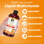 Liquid Multivitamin for Hair Growth | Biotin 10000mcg | Hair & Skin Support Supplement | Clinically Tested for Thicker Hair & Skin Elasticity | Suitable for Women & Men, Ages 18+ | 15.22 Fl Oz (2)