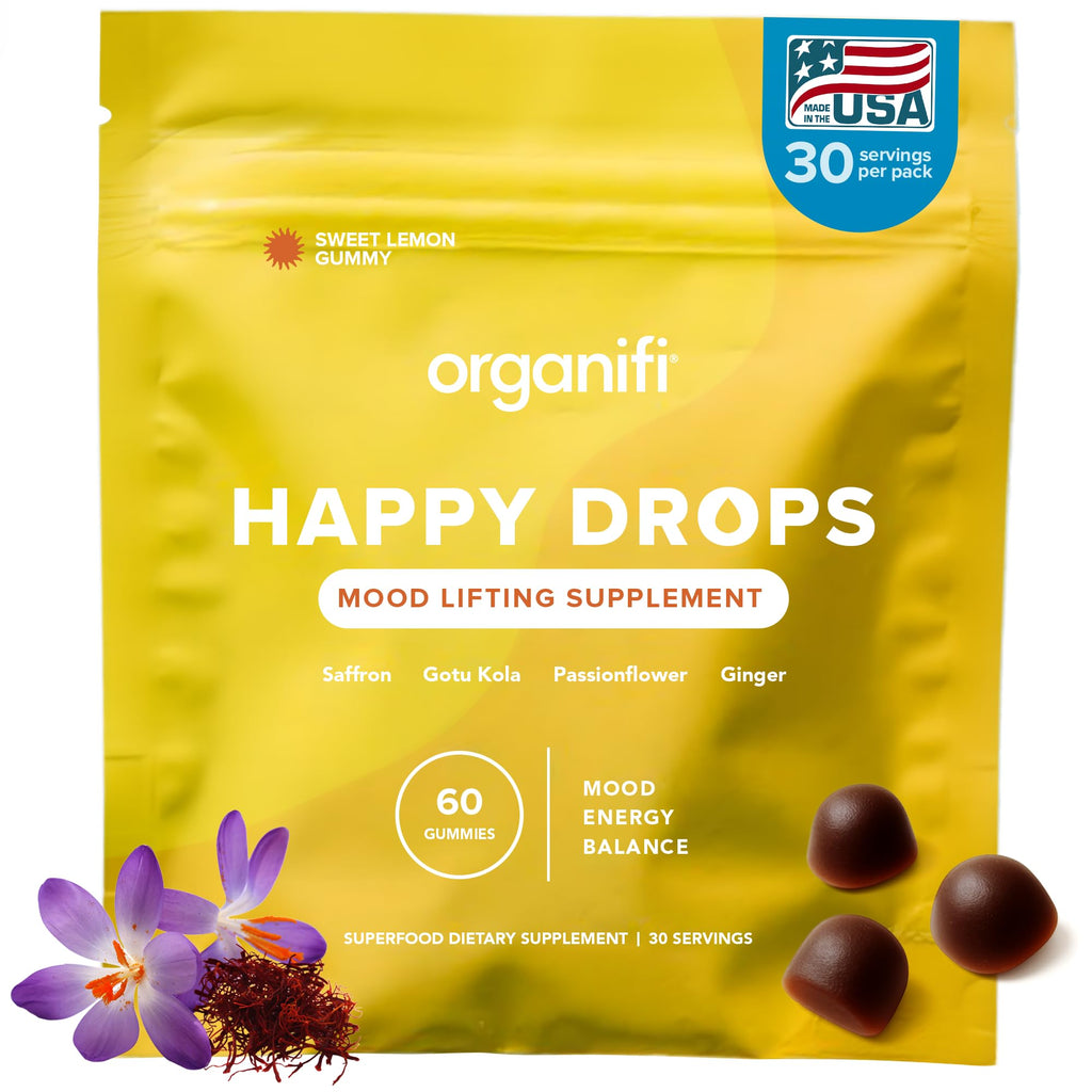Organifi Happy Drops Natural Mood Lifting Gummies, 60 Count