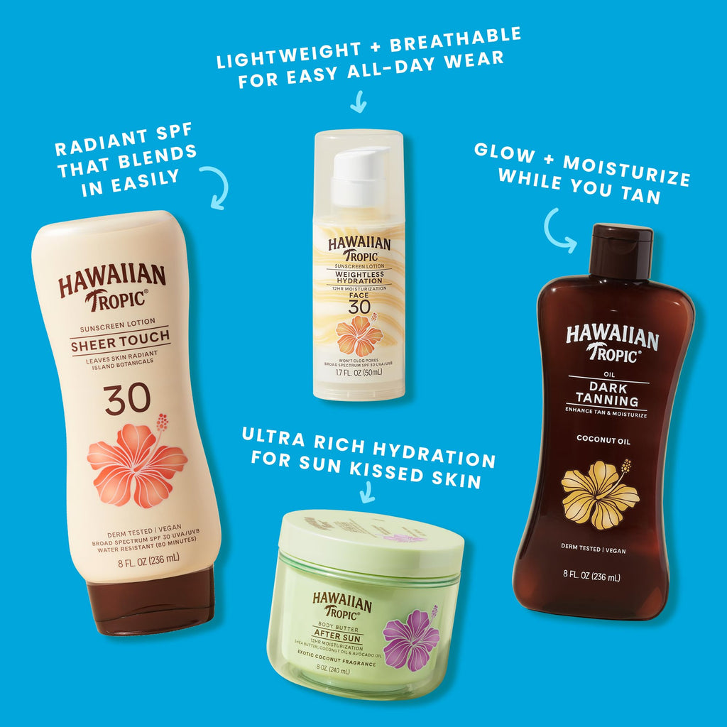 Hawaiian Tropic Weightless Hydration Water Mist for Face SPF 30, 2.1 Fl Oz | Hydrating face mist, Travel size sunscreen for face, Non-aerosol spray application, Contains hyaluronic acid, Non-greasy