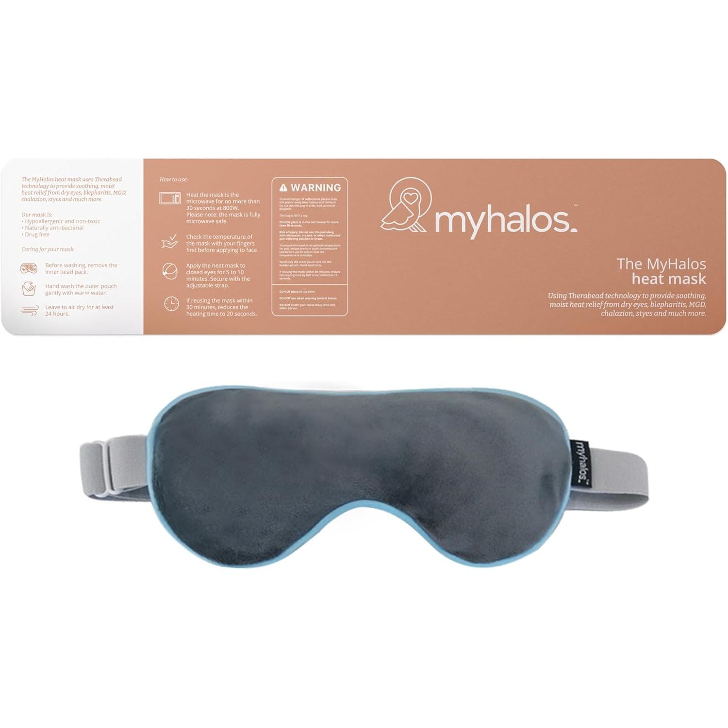 Buy now MyHalosÂ® Eye Mask for Dry Eyes - Steam Warm Compress for Eyes - Remove Styes, Chalazion Therapy Warming and Heating Pad Hot Compress - Moist Heat Mask for Blepharitis & MGD at indiglob india