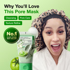 FULLY Green Tomato Pore Clay Mask Cleanser for Deep Cleansing, 4.05 fl oz | Clay Pack Cleanser for Deep Pore Cleansing, Blackhead & Sebum Control, Gentle Korean Face Wash for Oily & Combination Skin