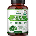 Zazzee USDA Organic Moringa Leaf 20:1 Extract, 240 Vegan Capsules | 4 Month Supply, Certified Kosher, Moringa Oleifera, Antioxidant, Immune & Cellular Support, Superfood Supplement, Made in USA