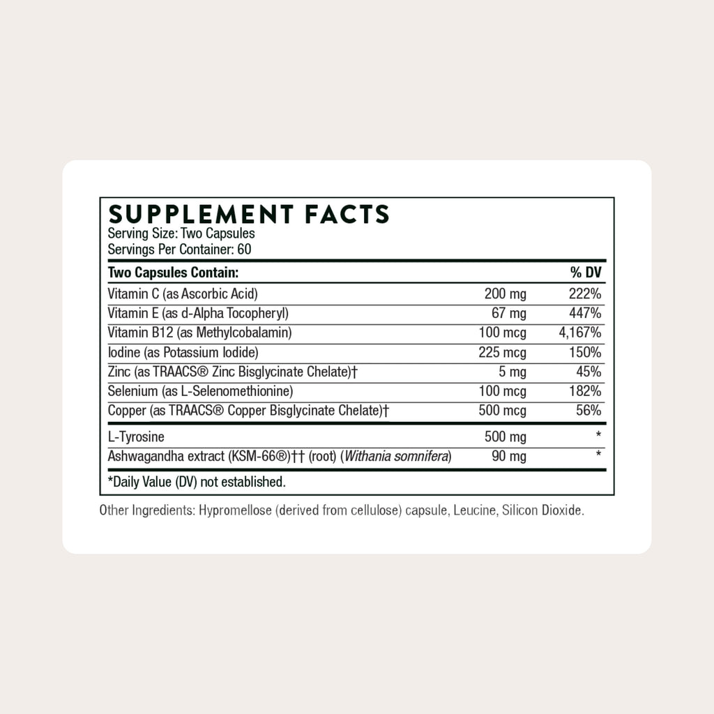 THORNE Thyroid Health Complex, Iodine, L-Tyrosine & Selenium, 120 Capsules