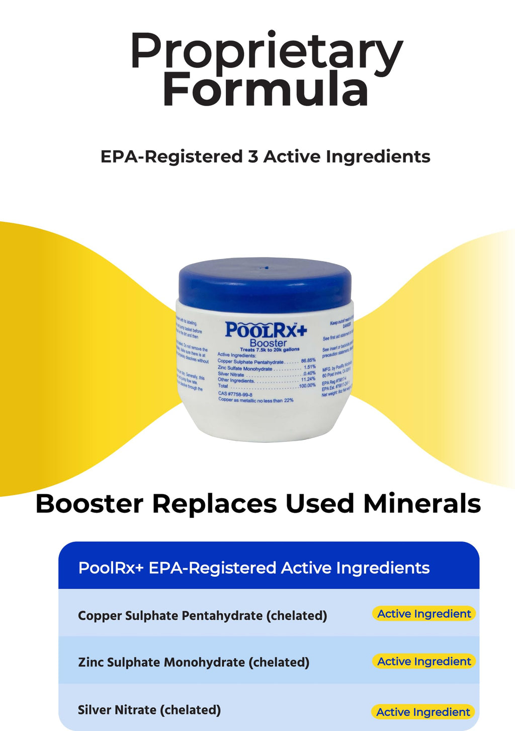 Pool RX 332001 PoolRX+ Booster Blue Swimming Pool Algaecide, Single Unit