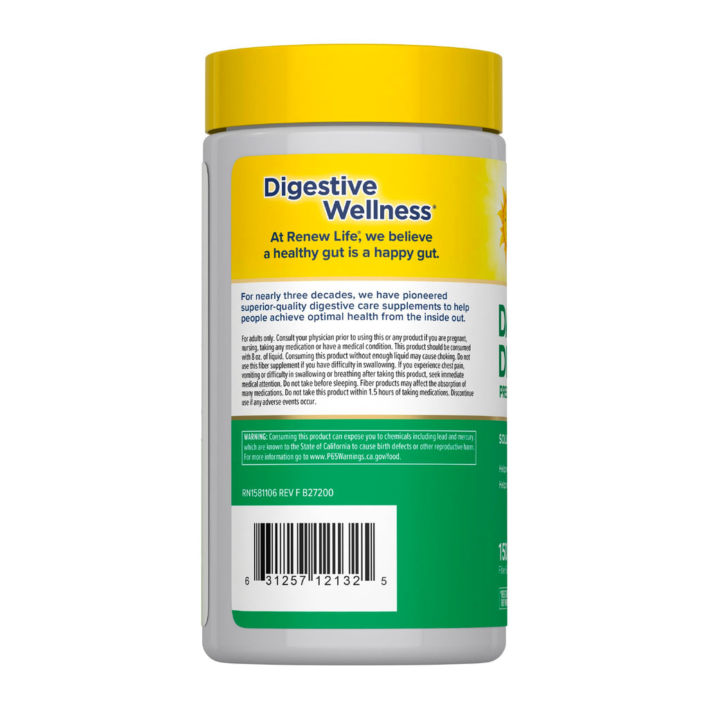 Renew Life Daily Digestive Prebiotic Fiber | 150 Vegan Capsules