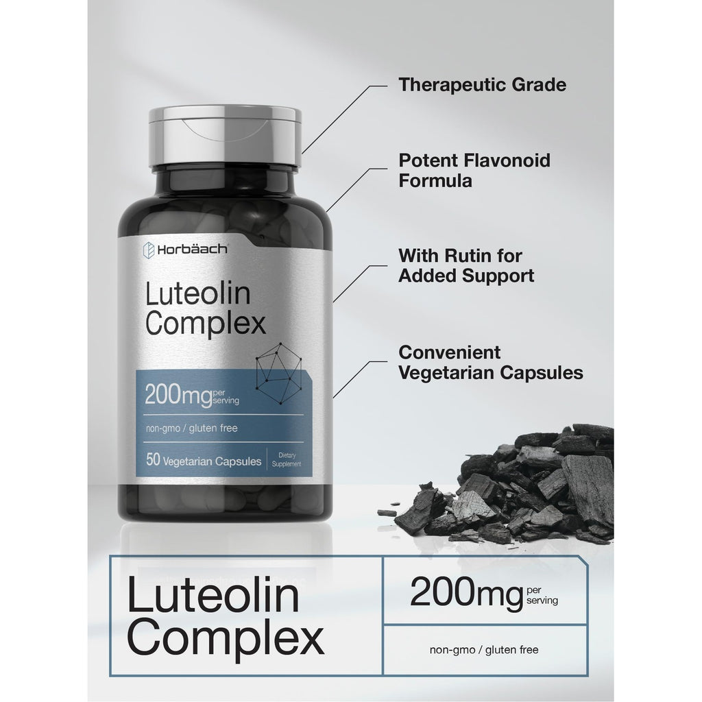Horbäach Luteolin Supplement | 200mg | 50 Capsules | Complex with Rutin