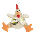 goDog Checkers Fat Rooster Squeaky Plush Dog Toy, Chew Guard Technology - White, Large