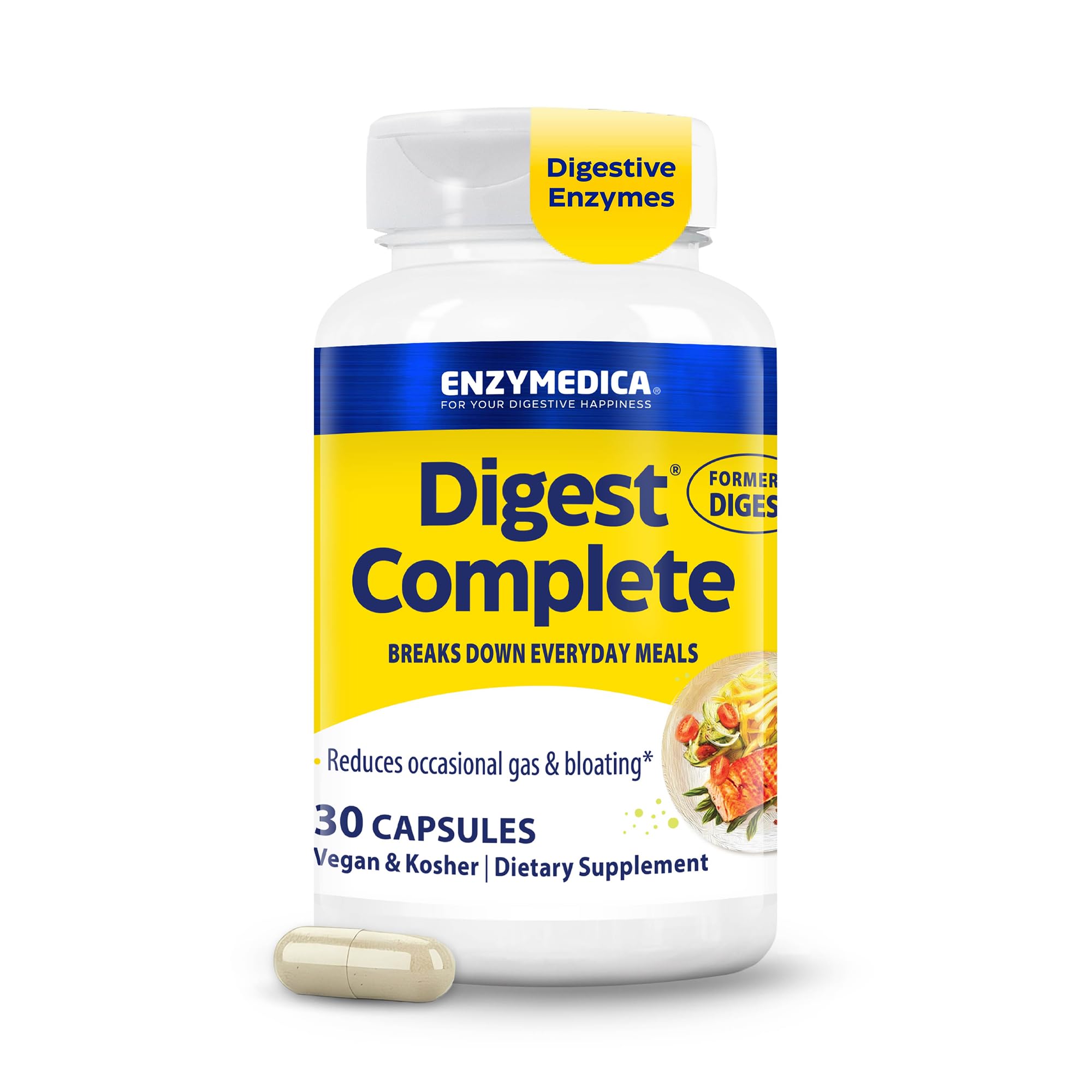 Enzymedica Digest Complete - Helps Gas & Bloating - 90 Caps | Digestive Enzyme Supplement for Women & Men, Enzyme Capsules for Digestion, Gut Health Support, Energy Support, Vegan