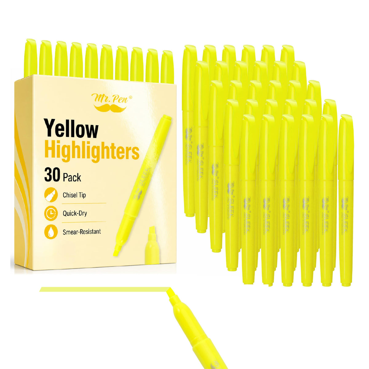 Mr. Pen- Yellow Highlighters, 30 Pack, Chisel Tip, Quick-Dry