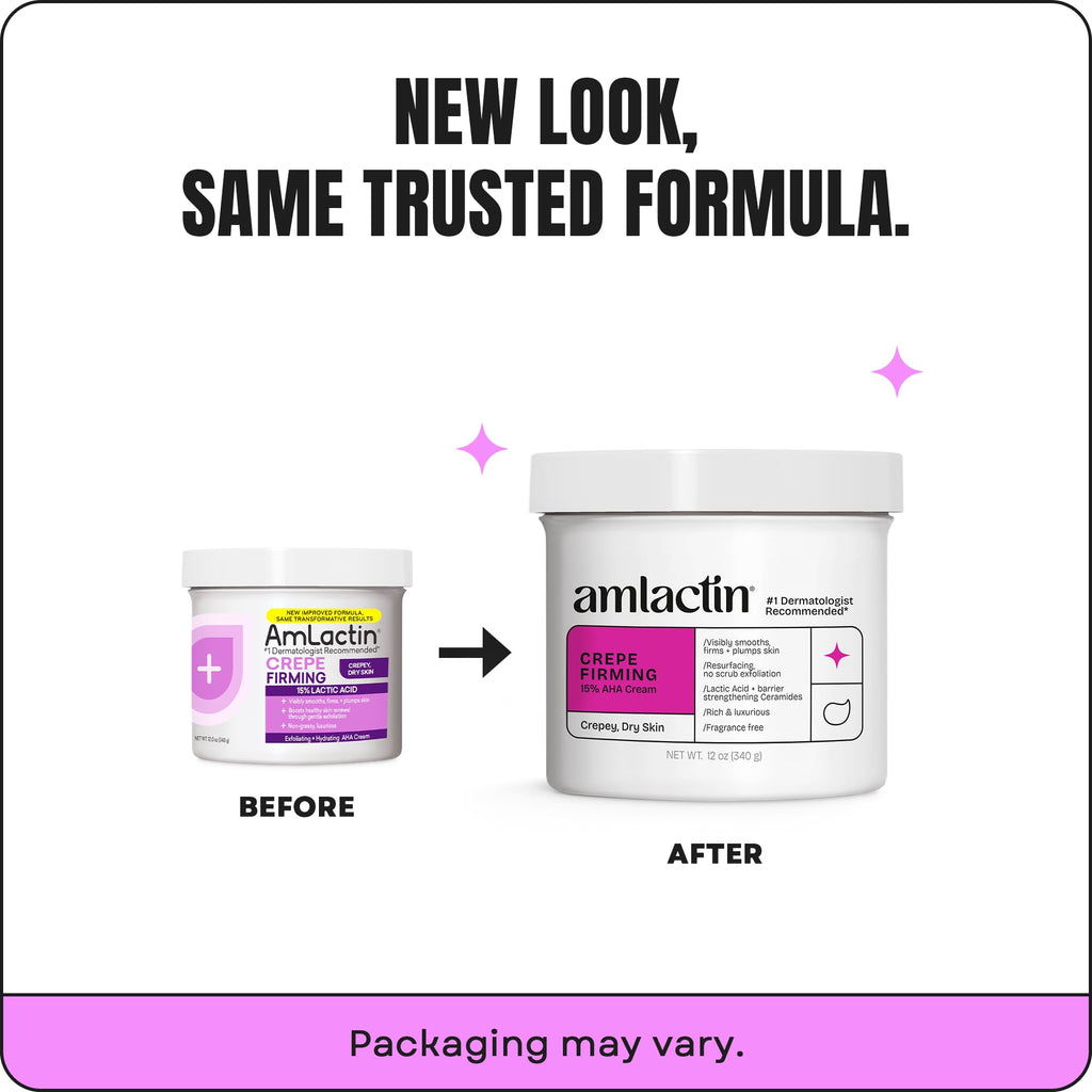AmLactin Crepe Firming 12 oz Cream & Intensive Healing 7.9 oz Lotion Bundle - Exfoliator and Moisturizer