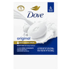 Dove Original Beauty Bar Soap, pack of 4, features moisturizing cream for deep hydration, official packaging.