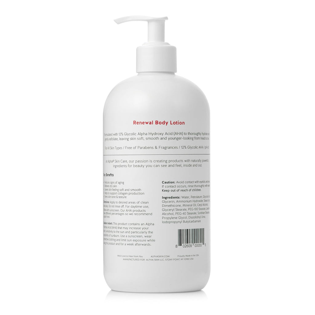 Alpha Skin Care Revitalizing Body Lotion, 12% Glycolic AHA, Simple & Effective Daily Moisturizer Hydroxy Acid, Hydrates & Exfoliates for Soft, Smooth Skin, Anti-Aging, 23 Oz
