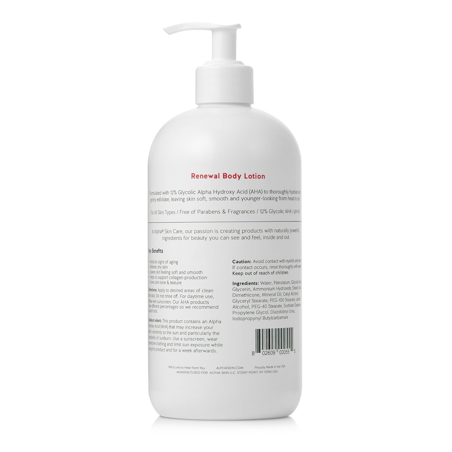Alpha Skin Care Revitalizing Body Lotion, 12% Glycolic AHA, Simple & Effective Daily Moisturizer Hydroxy Acid, Hydrates & Exfoliates for Soft, Smooth Skin, Anti-Aging, 23 Oz