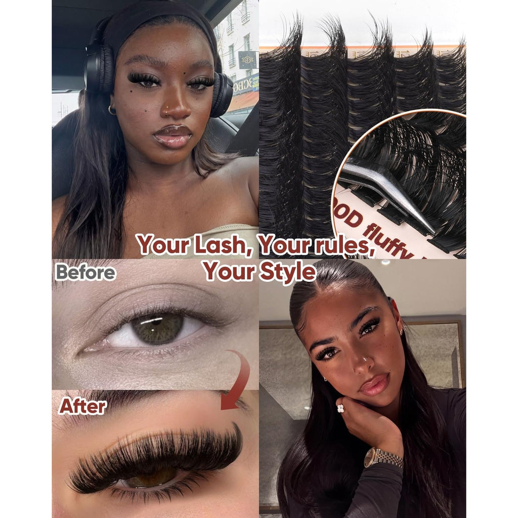 Transform your look with our authentic Fluffy 100D Thick Lash Clusters Kit. Achieve stunning, voluminous lashes effortlessly.
