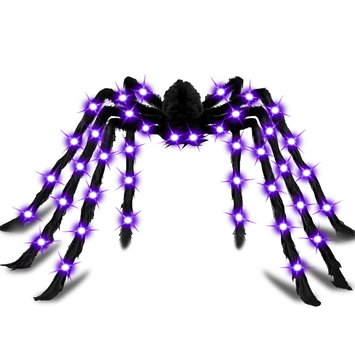 Jumbo Halloween light up spider with glowing purple lights, perfect for festive decor. 100% Authentic and available at Curat Cart.