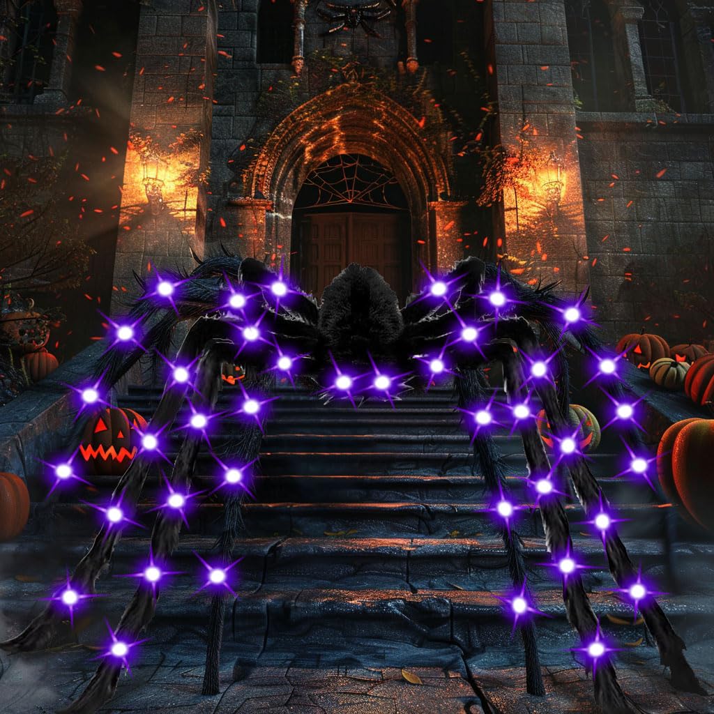 Jumbo Halloween Light up Spider enhances festive decor, perfect for spooky celebrations. Available at Curat Cart.